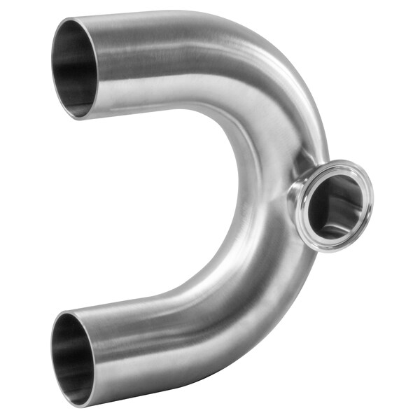 Steel & Obrien 2" x 1" BPE 180 Deg. Weld U-Bend w/Clamp Side Outlet, 316SS SF1 S2USWWK-2X1-PL-316 - main